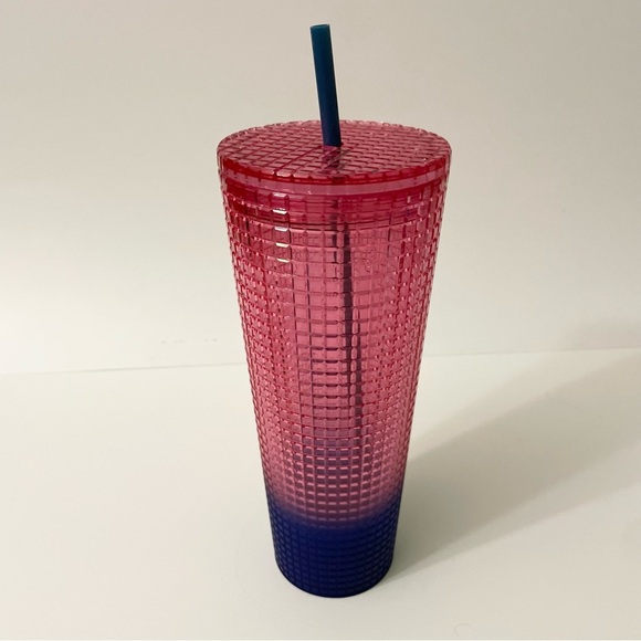 Starbucks Watermelon Pink Purple Gradient Ombre Grid 24oz Venti Tumbler - Picture 5 of 14